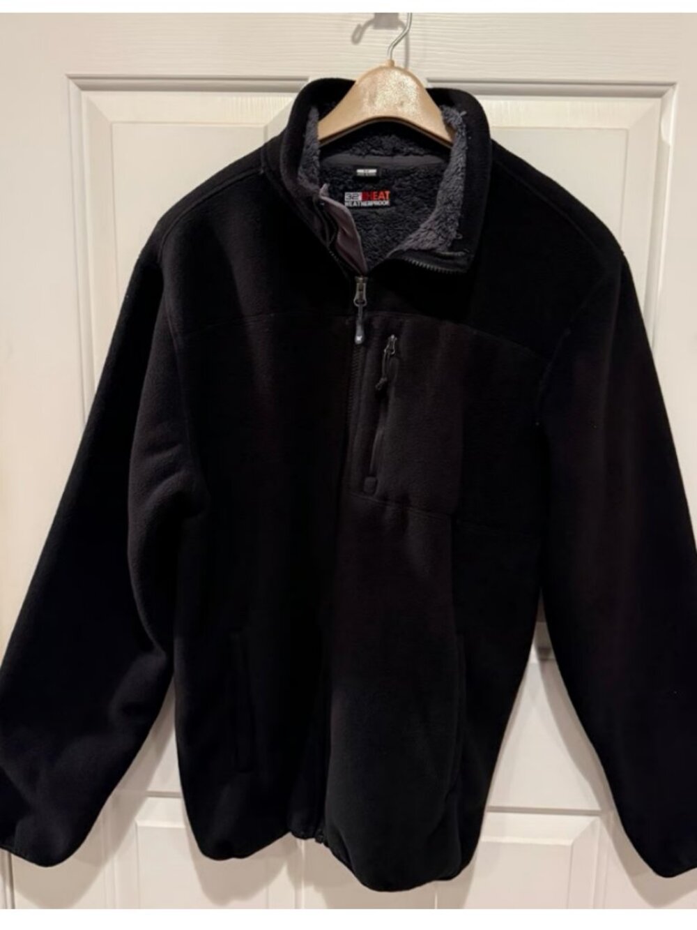 32 Degrees Heat Weatherproof Mens M Sherpa Lined Fleece Jacket Black Full Zip